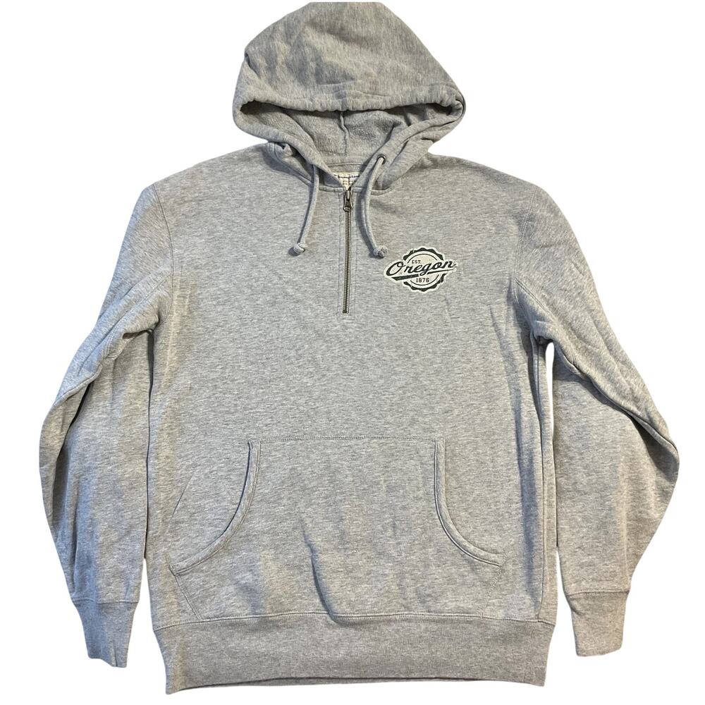 Champion Men Hoodie M Gray Fleece Oregon 1876 Logo Zipper Drawstring Henley